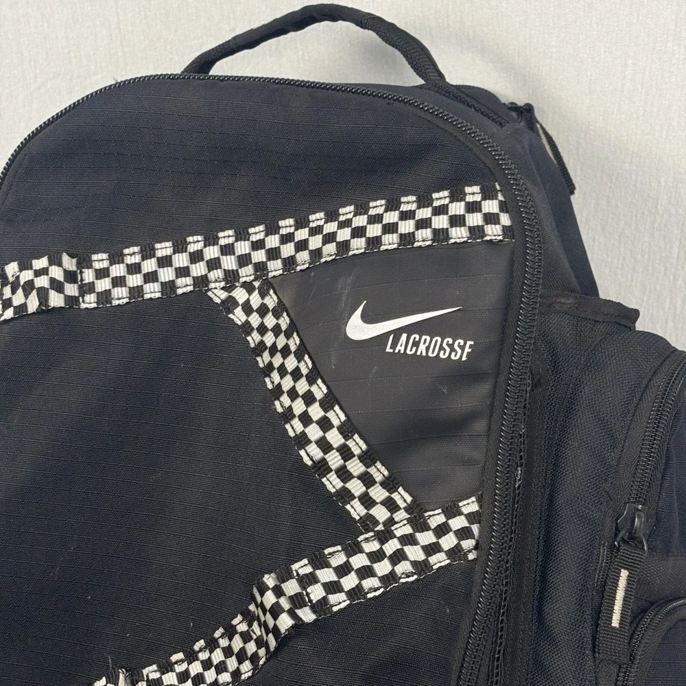 Nike Lacrosse Face-Off Backpack Black Checkered Gear Bag Large